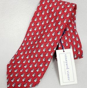 Vineyard Vines New Red Silk Snowman Tie